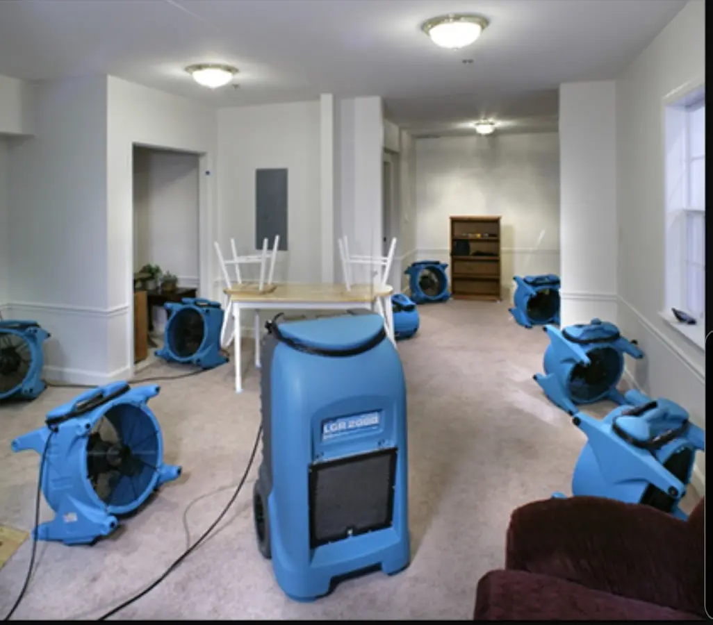 Air movers and dehumidifier setup for Water Extraction & Removal in McGregor