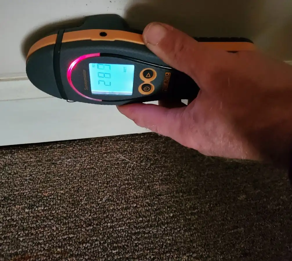 Moisture detection at baseboard during Mold Inspection & Testing in McGregor